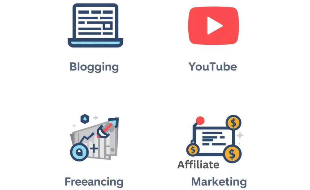 online-earning-ke-popular-methods-jaise-blogging-YouTube-freelancing-aur-affiliate-marketing-icons