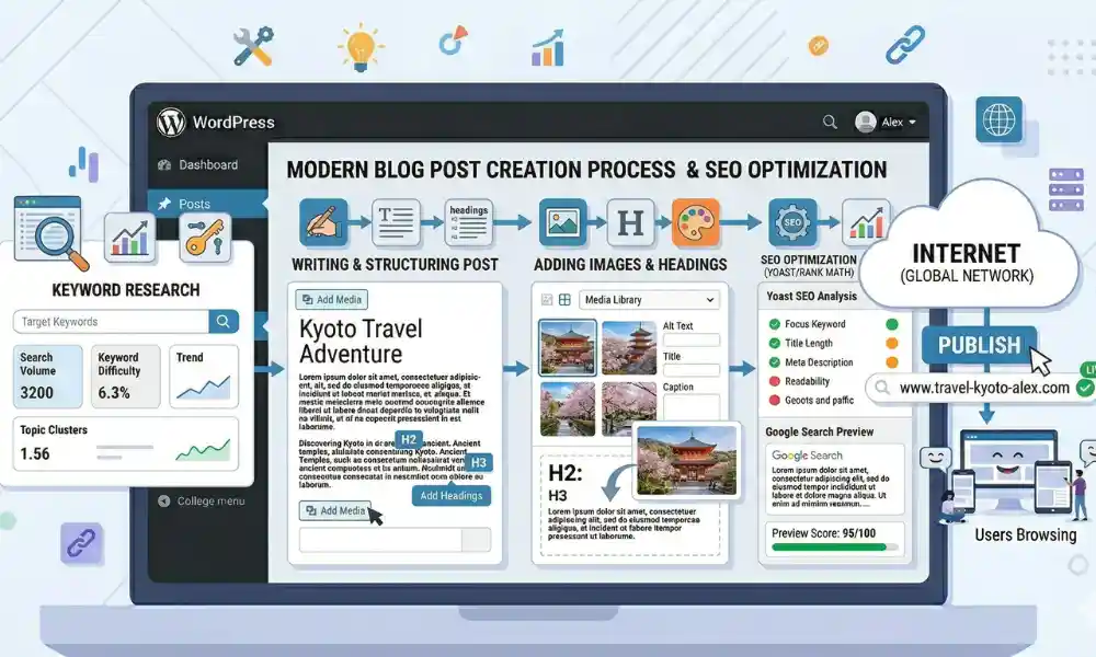 SEO friendly blog writing process illustration
