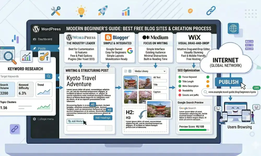 best free blog websites for beginners illustration